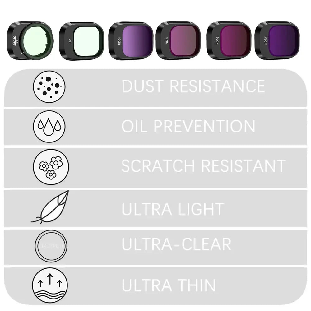 Aluminum Alloy Filter Set for DJI Mini 4 Pro Filter Camera - Optical Glass ND8/16/32/64 CPL Polarizer Nd Filters Accessoires 5 Aluminum Alloy Filter Set for DJI Mini 4 Pro Filter Camera - Optical Glass ND8/16/32/64 CPL Polarizer Nd Filters Accessoires - Image 5