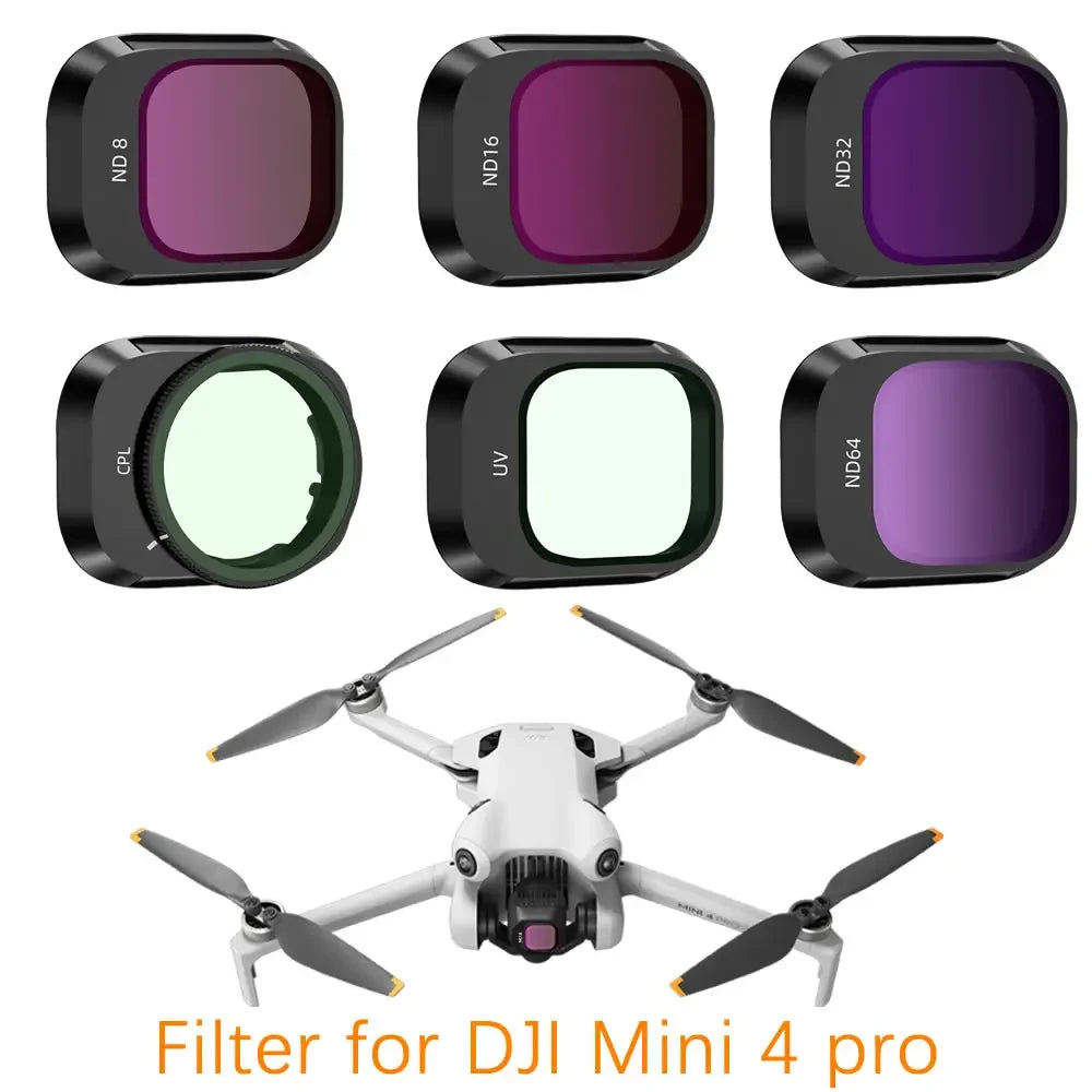 Aluminum Alloy Filter Set for DJI Mini 4 Pro Filter Camera - Optical Glass ND8/16/32/64 CPL Polarizer Nd Filters Accessoires 2 Aluminum Alloy Filter Set for DJI Mini 4 Pro Filter Camera - Optical Glass ND8/16/32/64 CPL Polarizer Nd Filters Accessoires - Image 2