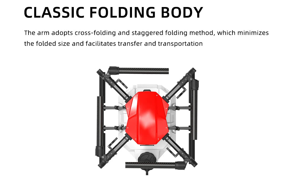 EFT E420P 20L Agriculture Drone, CLASSIC FOLDING BODY The arm adopts cross-folding and stagg