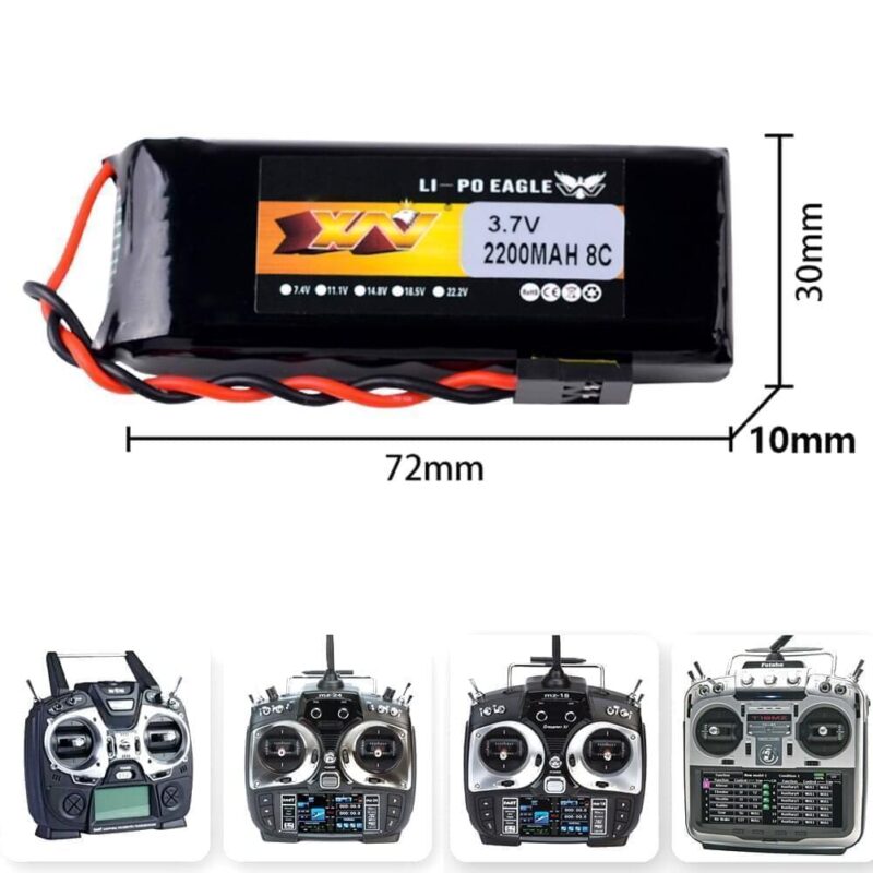 1/2pcs YW 3.7V 2200mAh 8C Lipo Battery For Graupner MZ-12 PRO / Wfly ET07 X4 Transmitter RC Model Drone - Bild 5