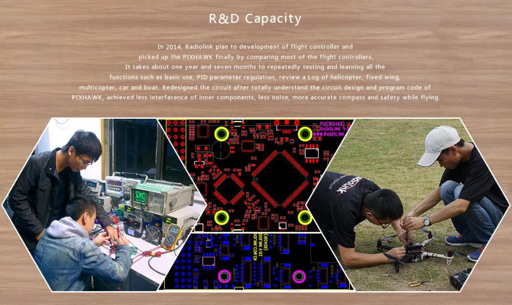 PIXHAWK achieved less Interference of Inner components less moise Ione O