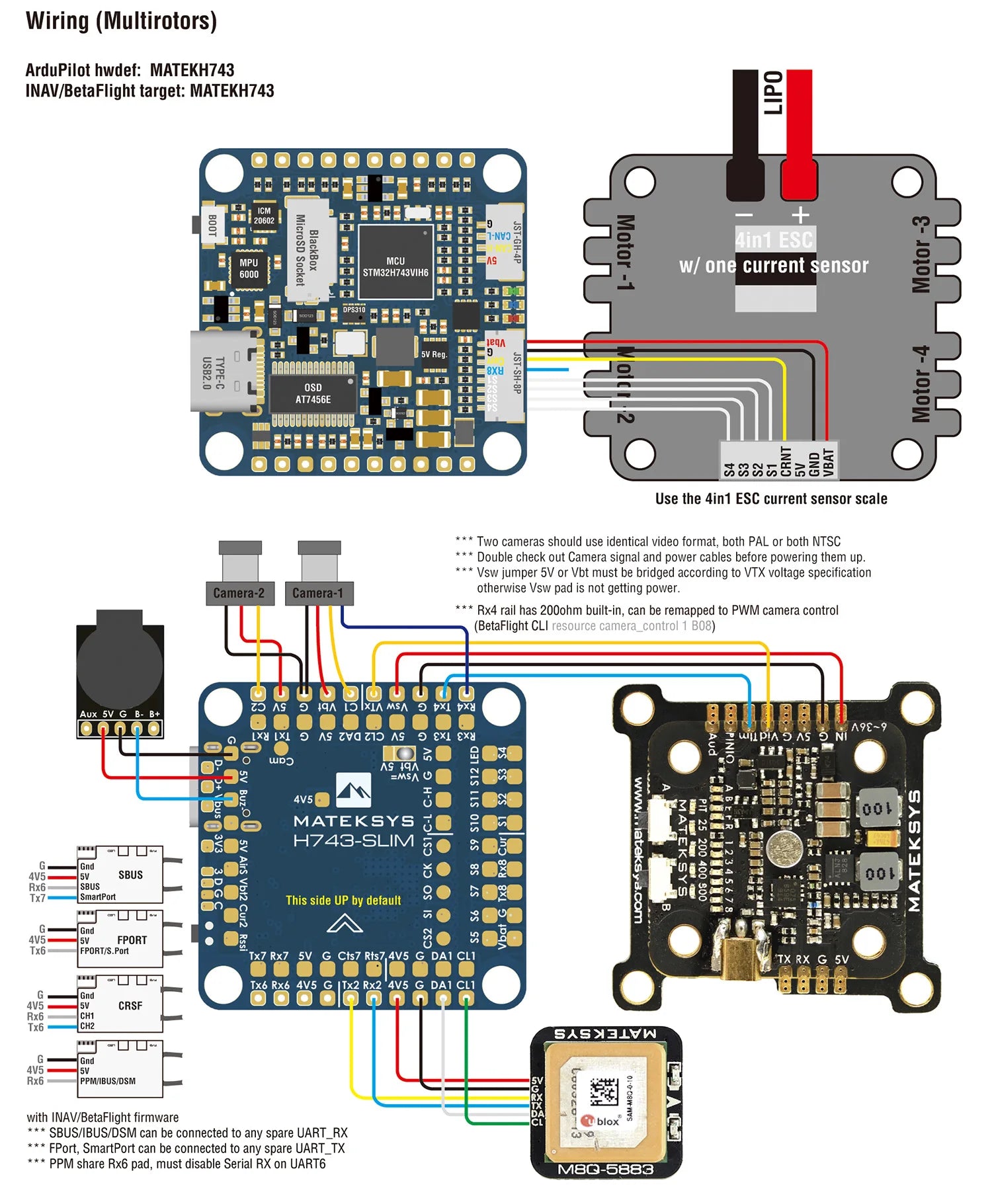 MATEK  H743-SLIM V3, Built-in ADC Vbat2 pad supports Max.200mA No Current Sensor 