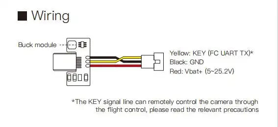 CADDX WALNUT, KEY (FC UART TX) can remotely control the camera through the flight