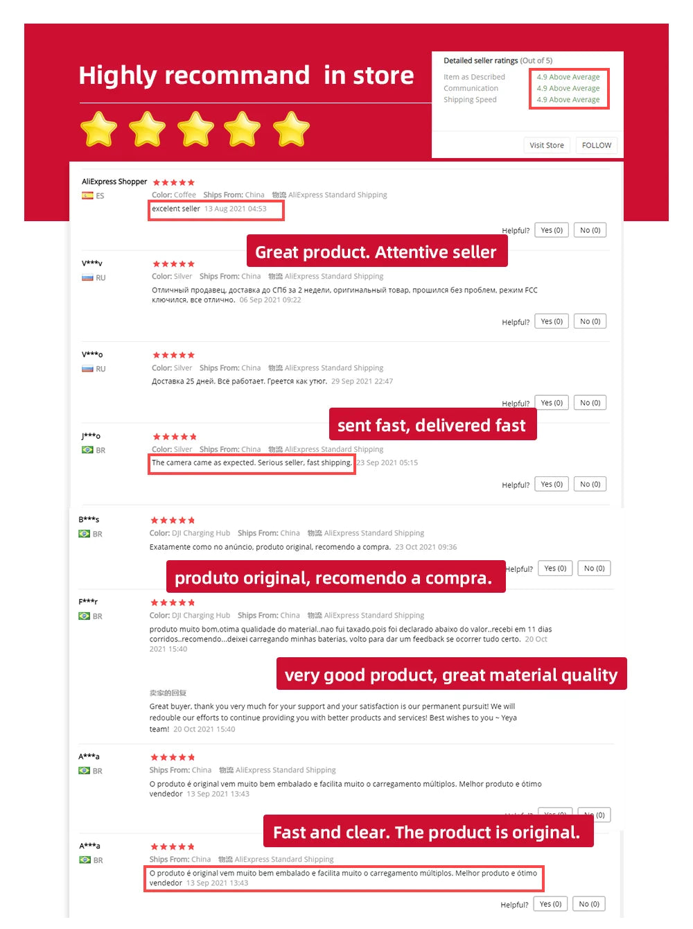 Detailed seller (Out of 5) Highly recommand in store FOLLOW AliEx