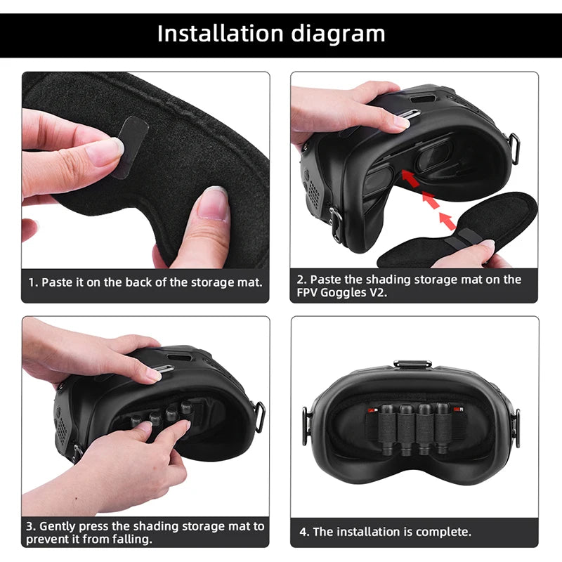 the installation is complete: prevent it from falling: Gently press the shading storage mat to 4.