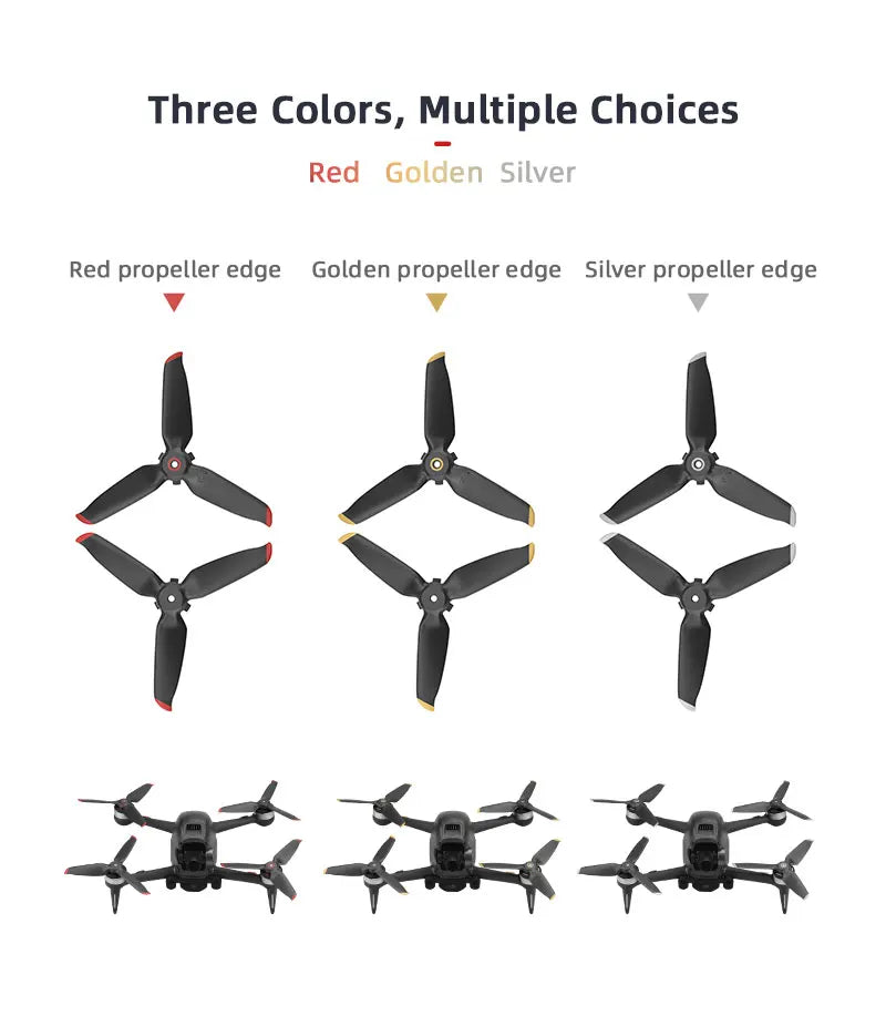 Schnellspanner 5328S Propeller für DJI FPV Combo – Requisiten, Paddelblatt, Ersatzflügel, Lüfter, Ersatzteil für DJI FPV-Drohnenzubehör 24 Quick Release 5328S Propellers for DJI FPV Combo, Three Colors, Multiple Choices Red Golden Silver Red propeller edge Silver propeller Edge
