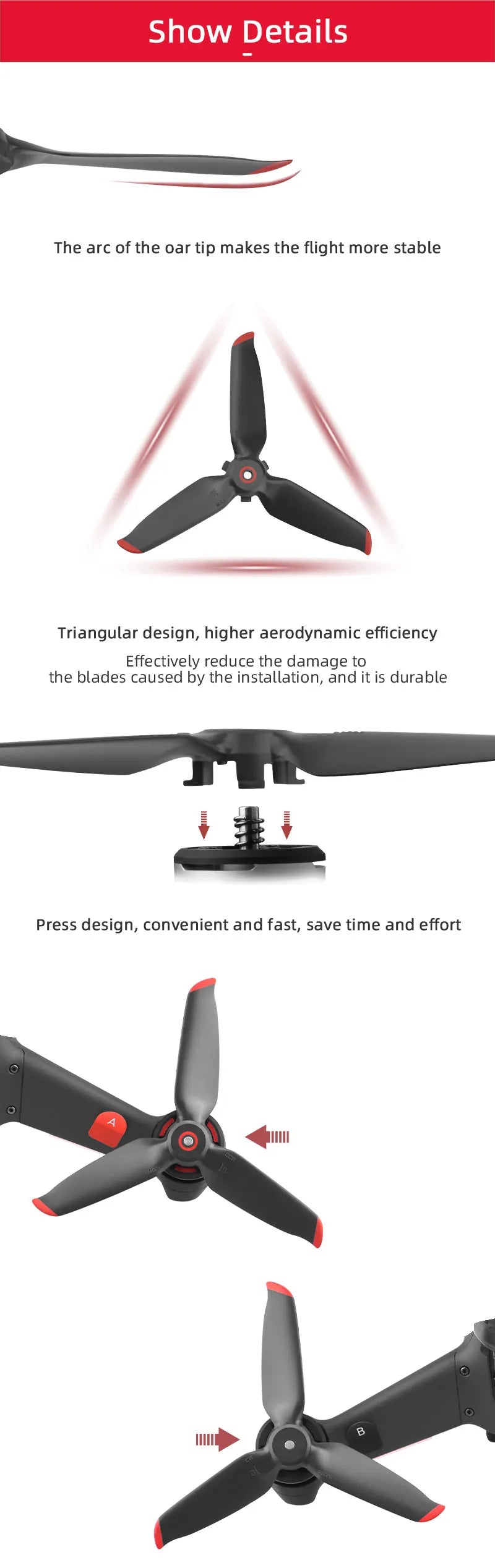 Schnellspanner 5328S Propeller für DJI FPV Combo – Requisiten, Paddelblatt, Ersatzflügel, Lüfter, Ersatzteil für DJI FPV-Drohnenzubehör 25 Quick Release 5328S Propellers for DJI FPV Combo, arc of the oar tip makes the flight more stable Triangular design, higher