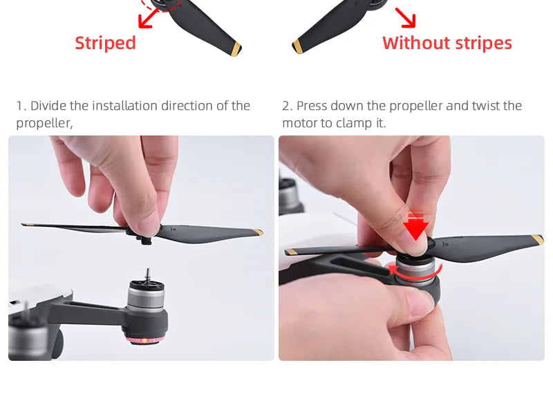 Geräuscharmer 4732S-Propeller für DJI Spark-Drohne, Schnellspannklinge, Requisiten, Flügelventilator, Ersatzteile für DJI Spark-Drohnenzubehör 12 Striped Without stripes 1 .