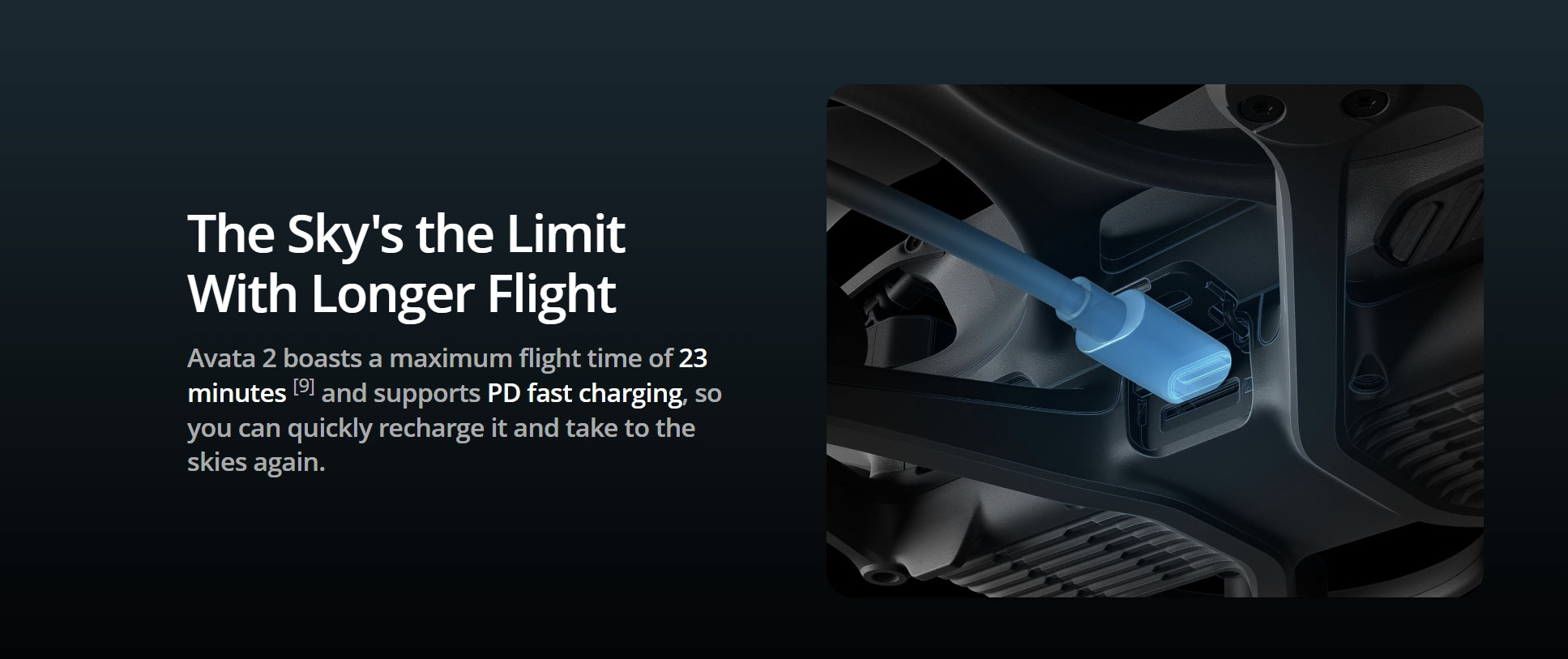 Avata 2 boasts a maximum flight time of 23 minutes and supports PD
