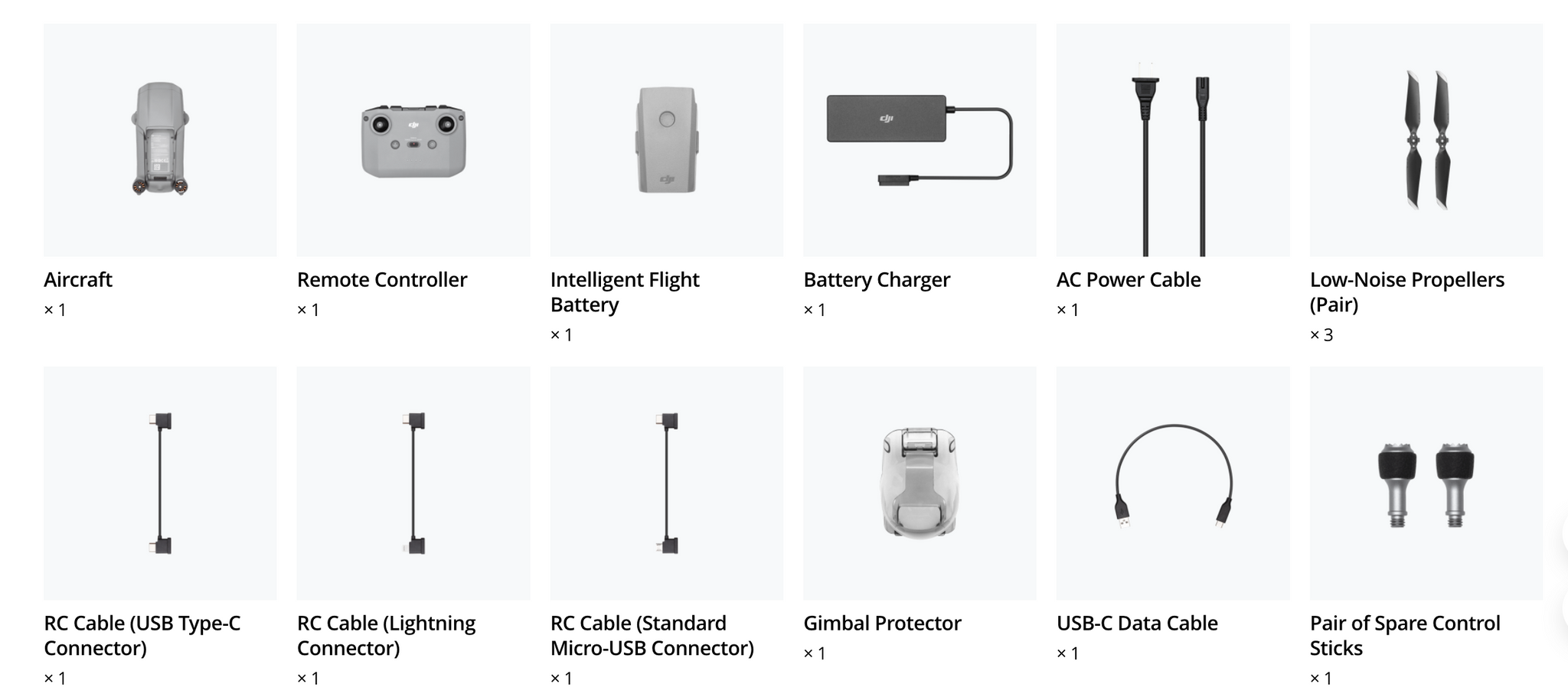 DJI Mavic Air 2 - 48MP Camera, DJI Mavic Air 2, Aircraft Remote Controller Intelligent Flight Battery Charger AC Power Cable Low-Noise Propeller