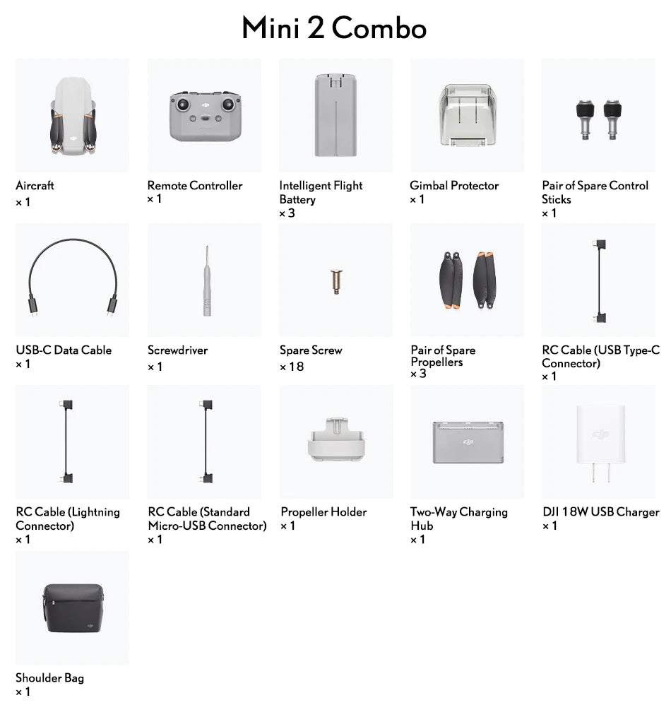 DJI Newest Mavic Mini 2 Camera, Mini 2 Combo Aircraft Remote Controller Intelligent Flight Gimbal Protector Pair of Spare