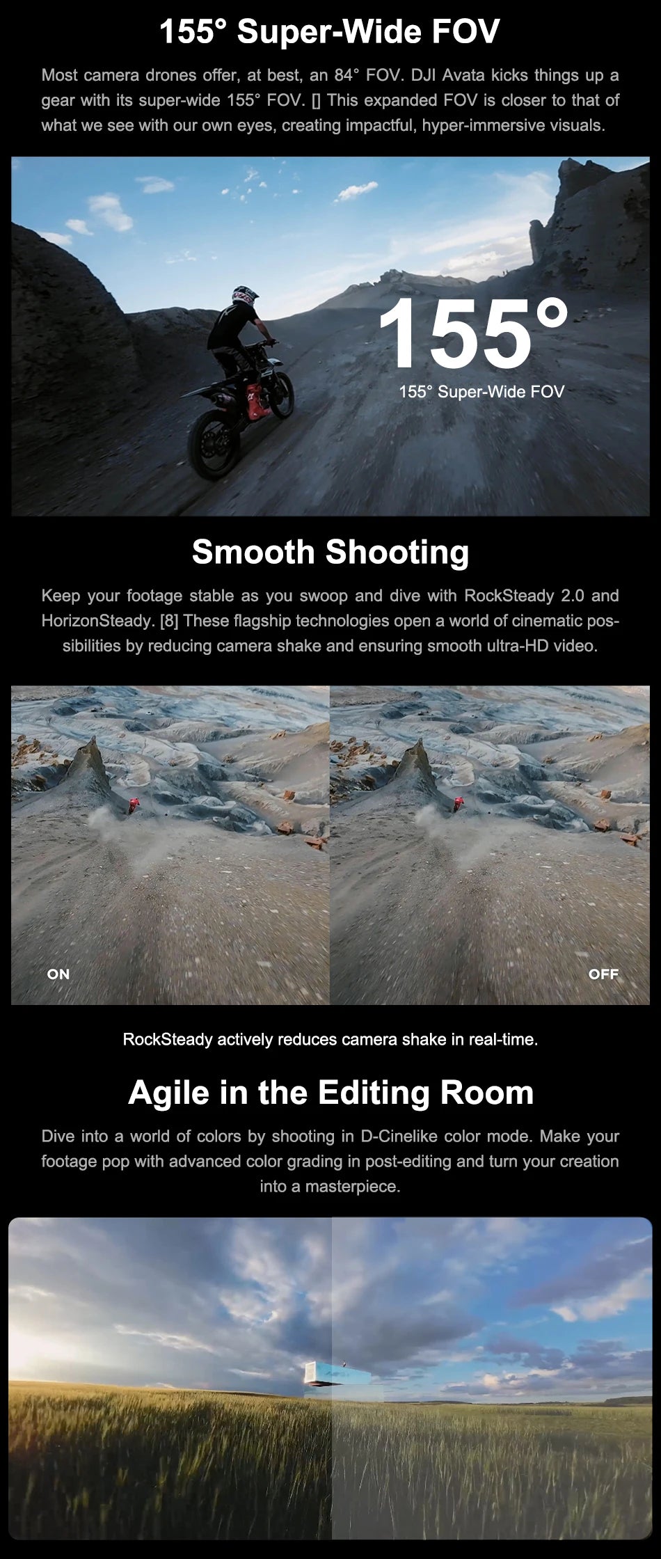 DJI Avata FPV Drone, DJI Avata's 155" super-wide FOV is closer to what