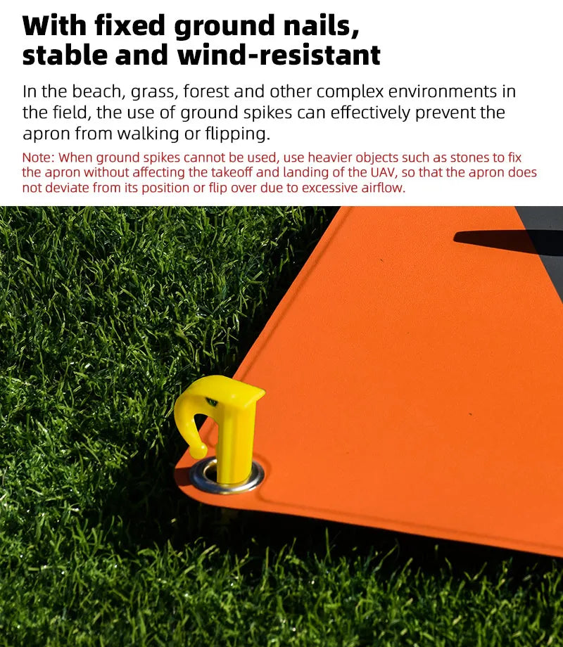 use of fixed ground nails to prevent the apron from walking or flipping .