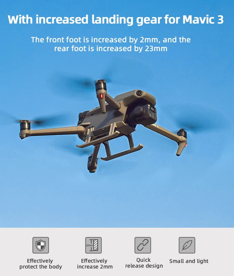 Landing Gear for DJI Mavic 3/3 Classic Drone - Height Extender Support Leg Gimbal Camera Protector Leg Mavic 3 Accessories 27 Landing Gear for DJI Mavic 3/3 Classic Drone, With increased landing gear for Mavic 3 The front foot is increased by 2mm, and the