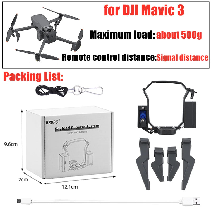 Airdrop-System für DJI Mavic 3/3 Classic/2/AIR 2/2S Drohnenwerfer, Angelköder, Ehering, Geschenk, Lieferung von Lebensrettungssets 20 BRDRC Payload Release System dione 9.6cm 7cm Kkp