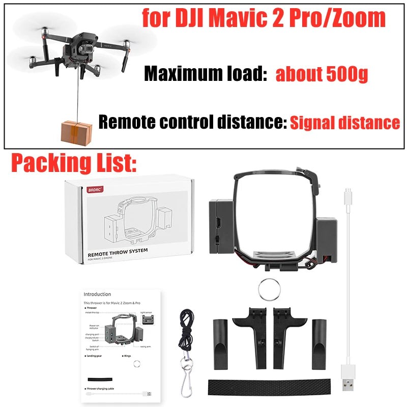 Airdrop-System für DJI Mavic 3/3 Classic/2/AIR 2/2S Drohnenwerfer, Angelköder, Ehering, Geschenk, Lieferung von Lebensrettungssets 28 DJI Mavic 2 Pro/Zoom Maximum Ioad: about 500g Remote