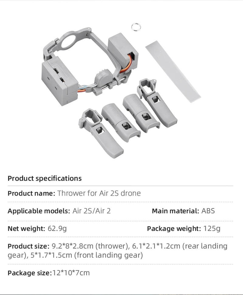 Airdrop-System für DJI Mavic 3/3 Classic/2/AIR 2/2S Drohnenwerfer, Angelköder, Ehering, Geschenk, Lieferung von Lebensrettungssets 30 Product name: Thrower for Air 2S/Air 2 drone Applicable models: Air