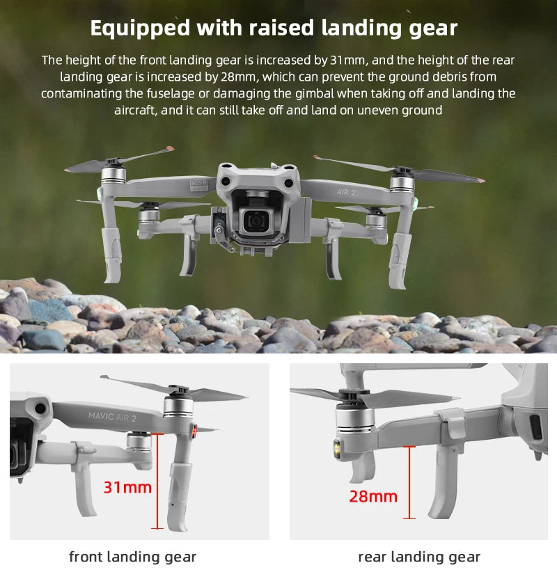 Airdrop-System für DJI Mavic 3/3 Classic/2/AIR 2/2S Drohnenwerfer, Angelköder, Ehering, Geschenk, Lieferung von Lebensrettungssets 36 raised landing gear height of the front landing gear is increased by 31mm, and the height of