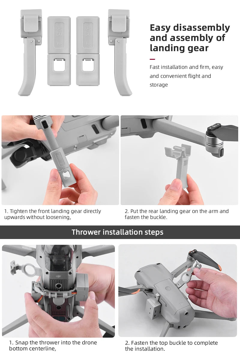 Airdrop-System für DJI Mavic 3/3 Classic/2/AIR 2/2S Drohnenwerfer, Angelköder, Ehering, Geschenk, Lieferung von Lebensrettungssets 37 landing gear is easy to disassemble and assembly . snap the thrower into the drone and