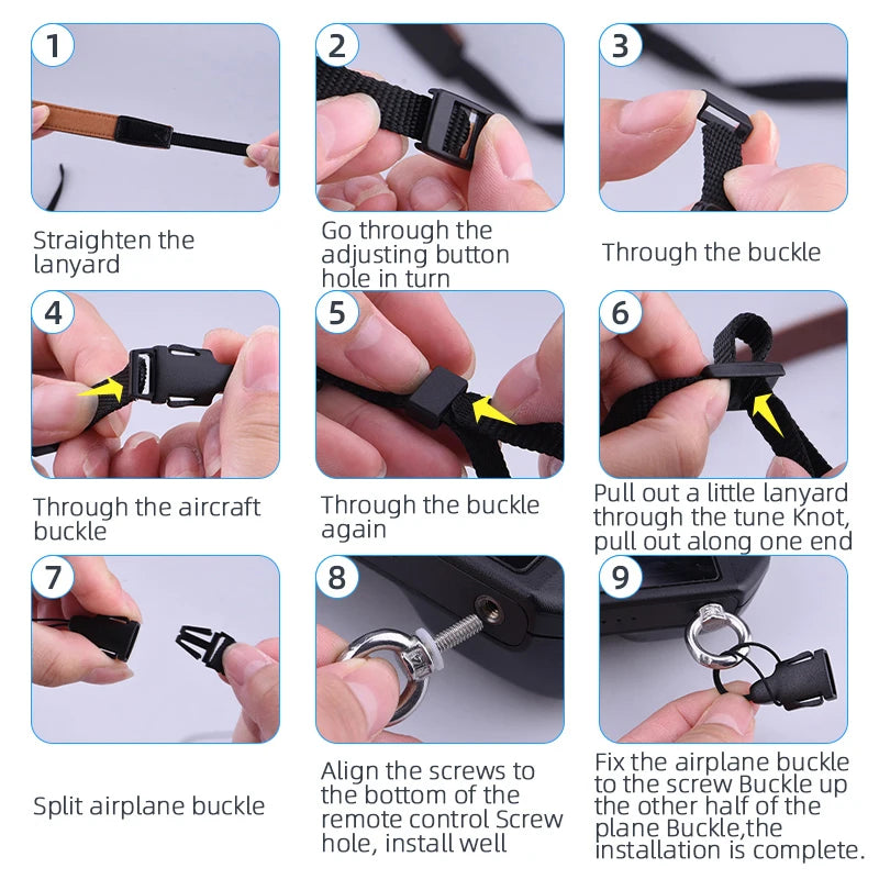 Remote Control Lanyard Neck Strap, lanyard adjusting button through the buckle hole in turn Pull out a little lan