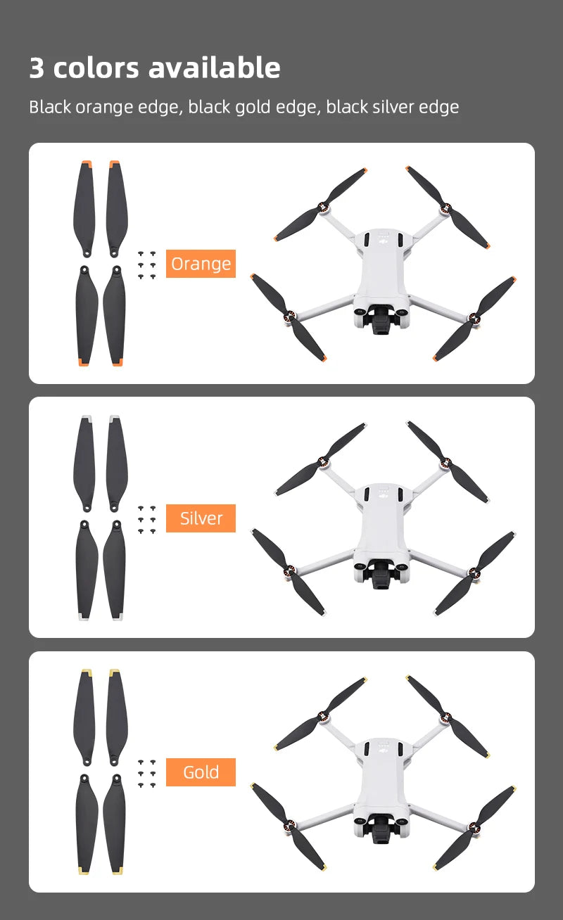 Propeller für DJI MINI 3 PRO Drohne – 6030 Requisiten, Klingenersatz, leichte Flügelventilatoren, Ersatzteile für MINI 3 Zubehör 11 Propeller for DJI MINI 3 PRO Drone, 3 colors available Black orange edge; black gold edge; orange silver edge .