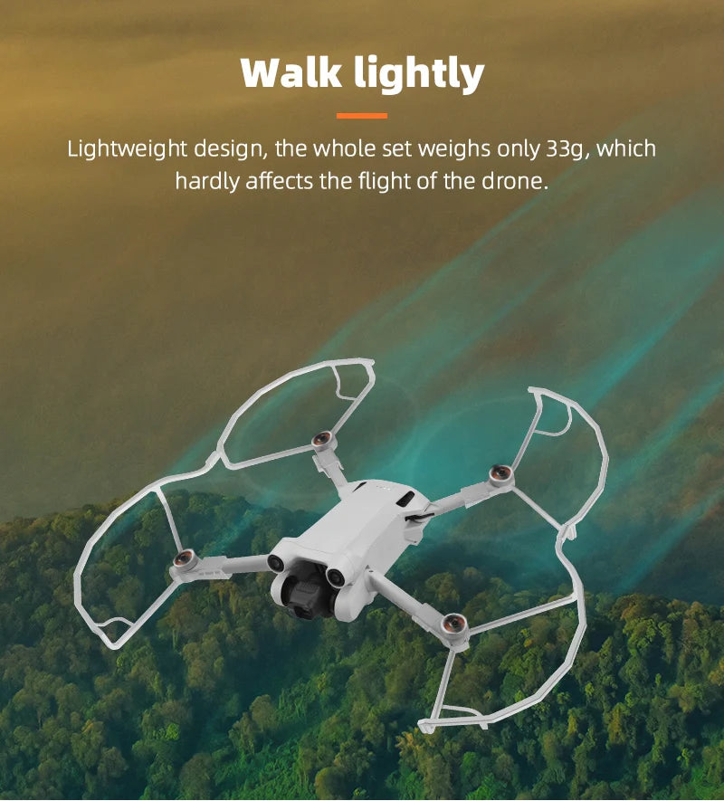 Propeller Guard for DJI Mini 3 Pro Drone, the whole set weighs only 33g, which hardly affects the flight of the drone