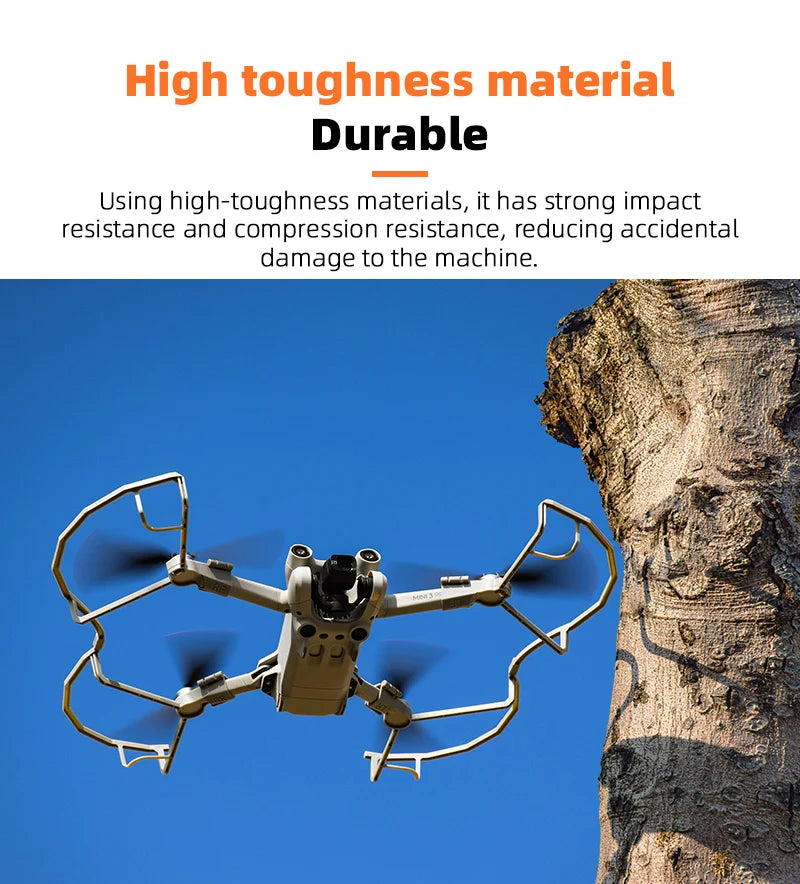 Propeller Guard for DJI Mini 3 Pro Drone, high-toughness materials have strong impact resistance and compression resistance, reducing accidental damage to