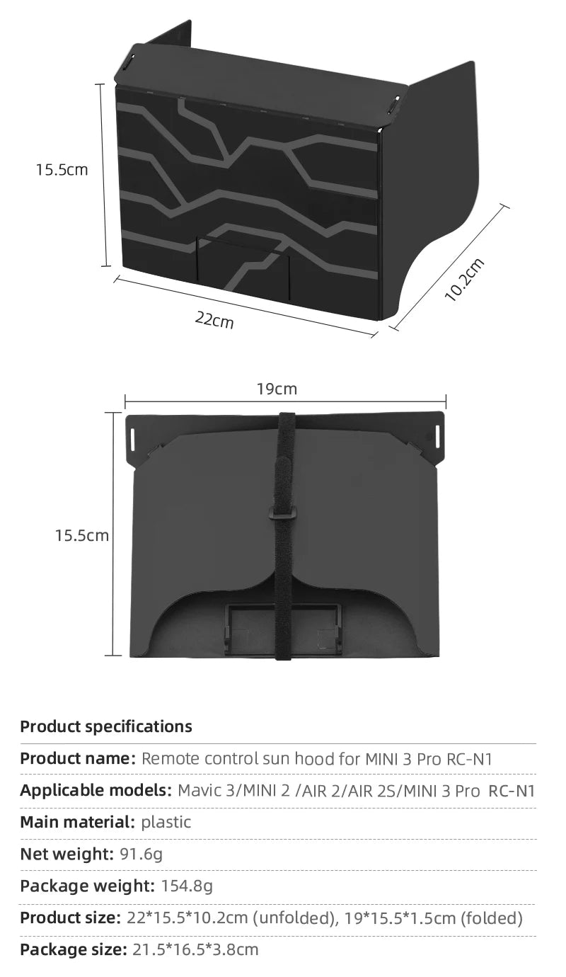 RC-NI Remote control sun hood for MINI 3 Applicable models: Mavic