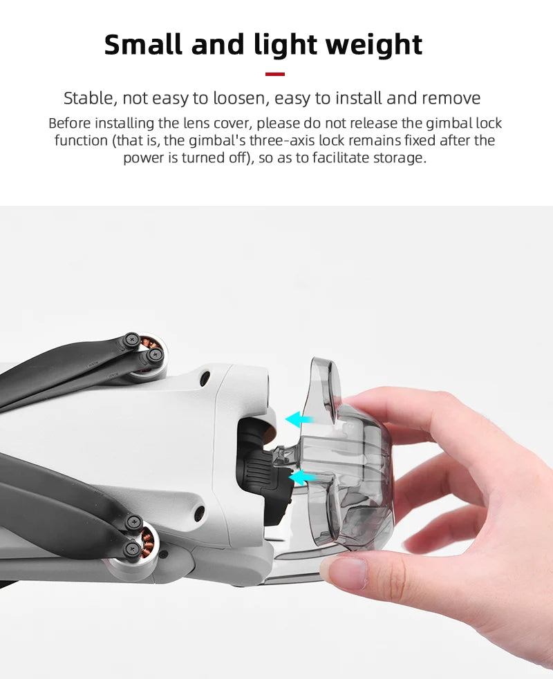 Camera Lens Cap for DJI MINI 3 PRO Drone, gimbal's three-axis lock remains fixed after power is turned off 