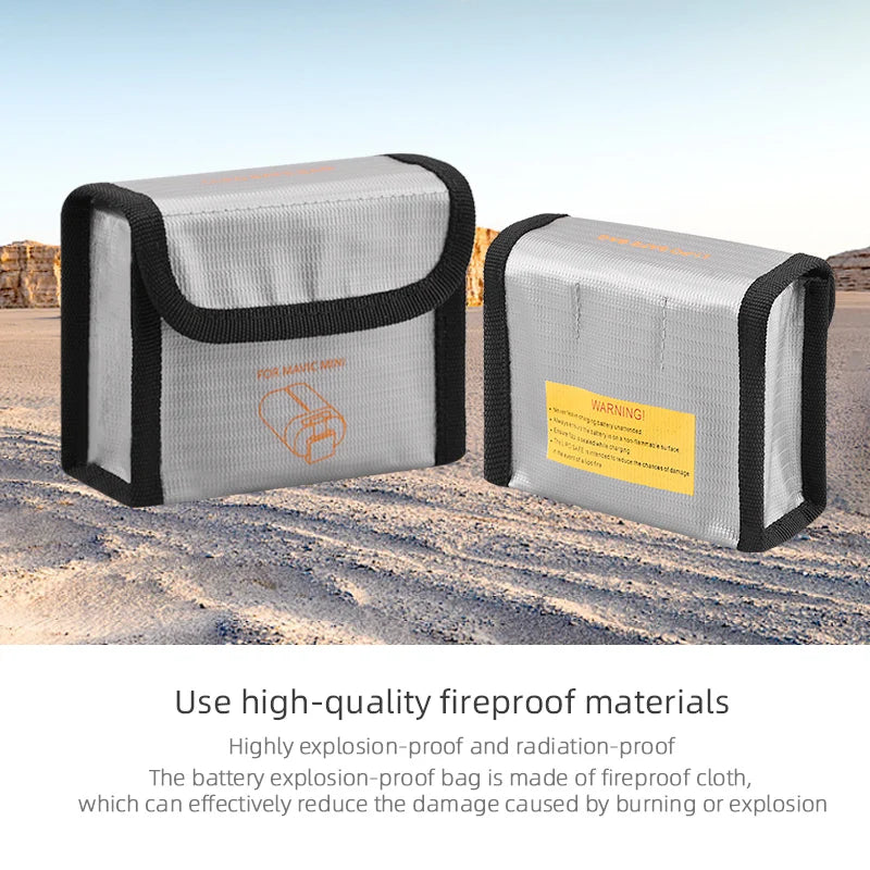 Batteriesichere Tasche Explosionsgeschützte Lipo-Sicherheitsschutz-Trageabdeckung Aufbewahrungskoffer für DJI Mavic Mini/Mini 2/SE-Drohnenzubehör 10 battery explosion-proof bag is made of fireproof cloth, which can effectively reduce the damage caused