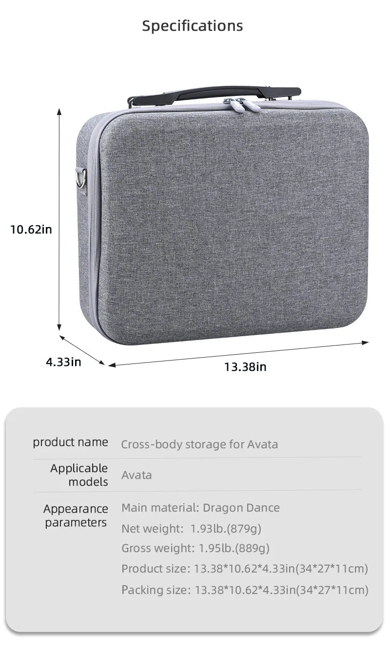 Shoulder Bag for DJI Avata, Specifications 10.62in 4.33in 13.38in Product name Cross-body storage for A