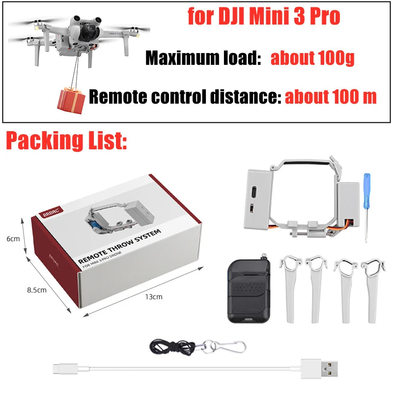 DJI Mini 3 Pro Maximum load: about 100g Remote control distance: about . 100