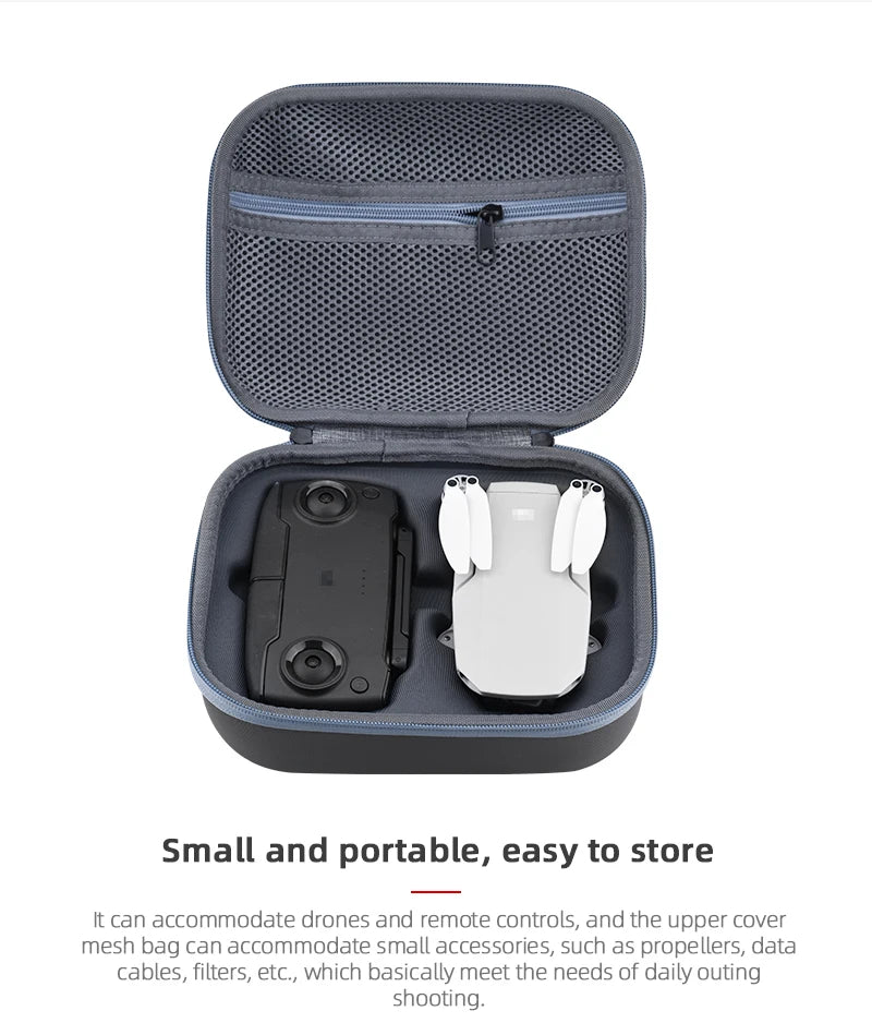 Tragbare Tragetasche für DJI Mavic Mini 1/SE Drohnenzubehör Aufbewahrungstasche Stoßfester Reiseschutz Handtaschenbox für Mini SE 13 the upper cover mesh can accommodate small accessories, such as propellers, data cables, filters