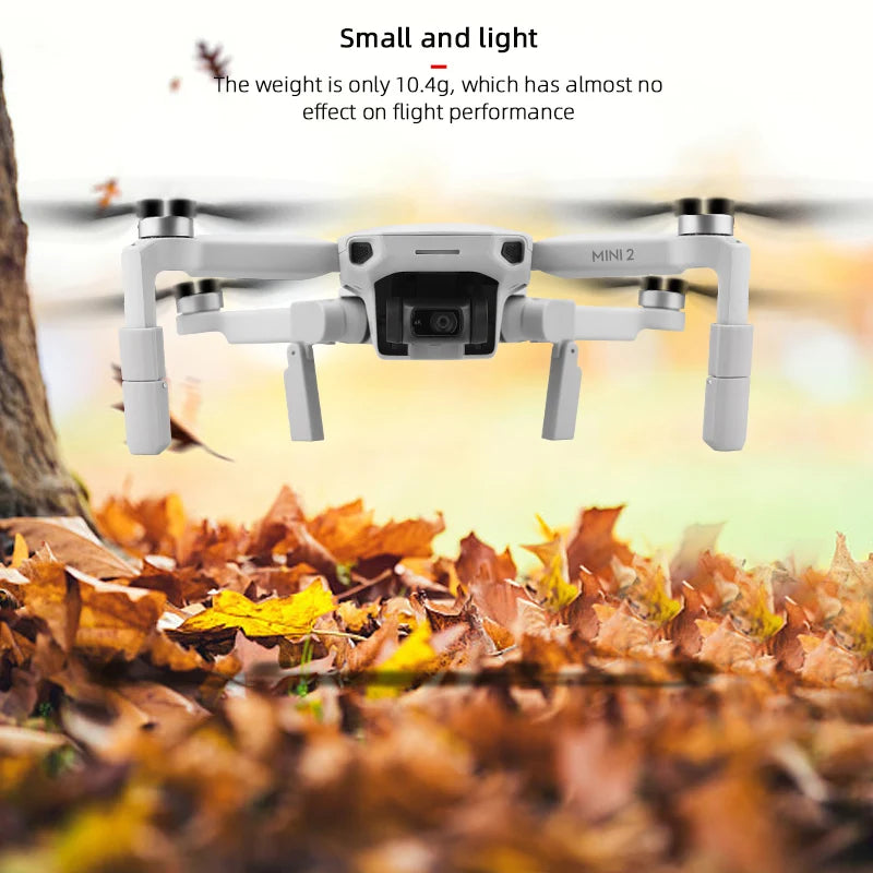 Foldable Heightening Landing Gear, Mini 2 weighs only 10.4g, which has almost no effect on flight performance .