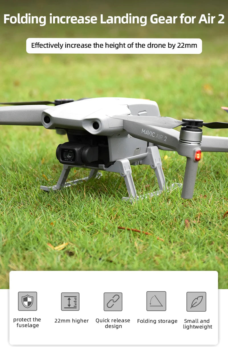 Propeller Guard, Folding increase Landing Gear for Air 2 Effectively increase the height of the drone by 22