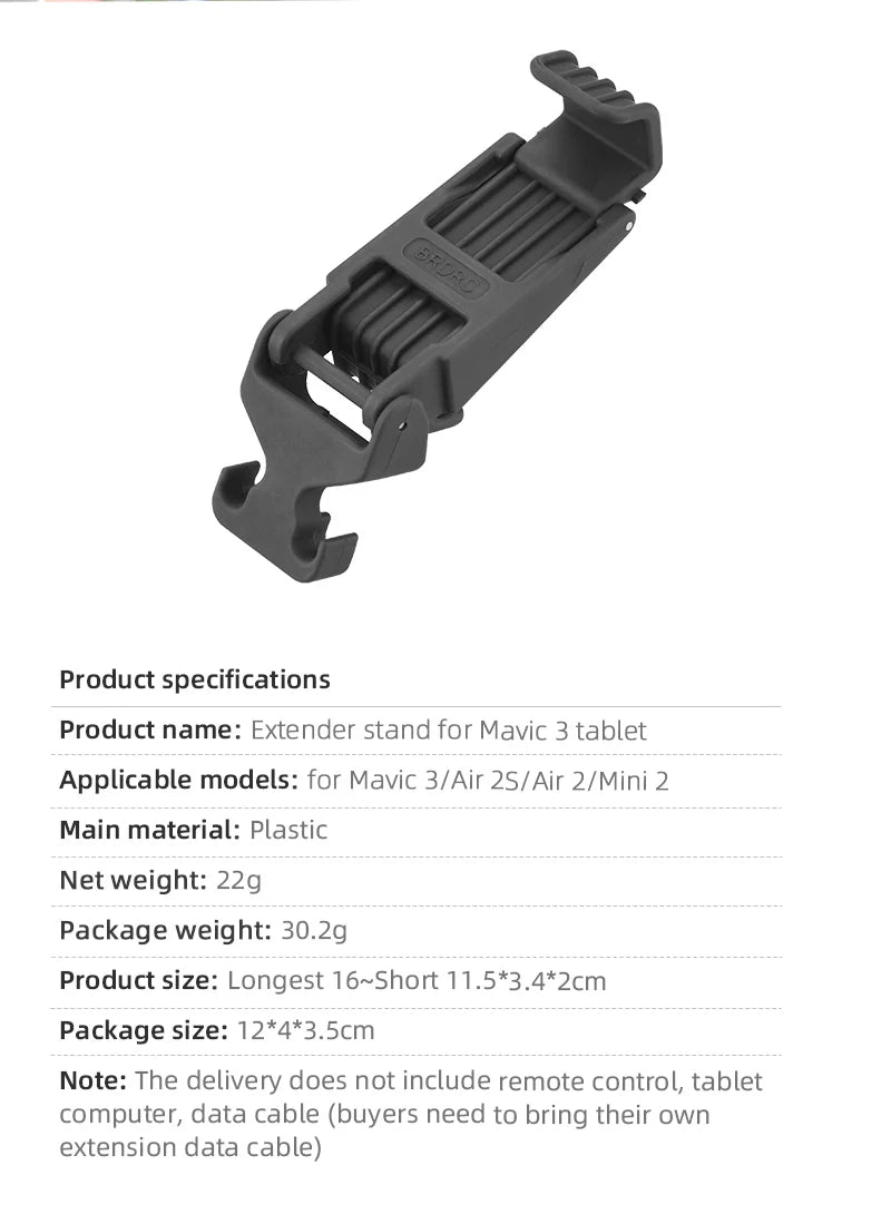 Tablet-Halter für DJI Mini 2/MINI 3 PRO Fernbedienung Verlängerungshalterung Tablet-Halter für DJI Mavic 3/Air 2/2S Fernbedienungszubehör 20 Tablet Holder, the delivery does not include remote control, tablet computer; data cable (buyers need to bring