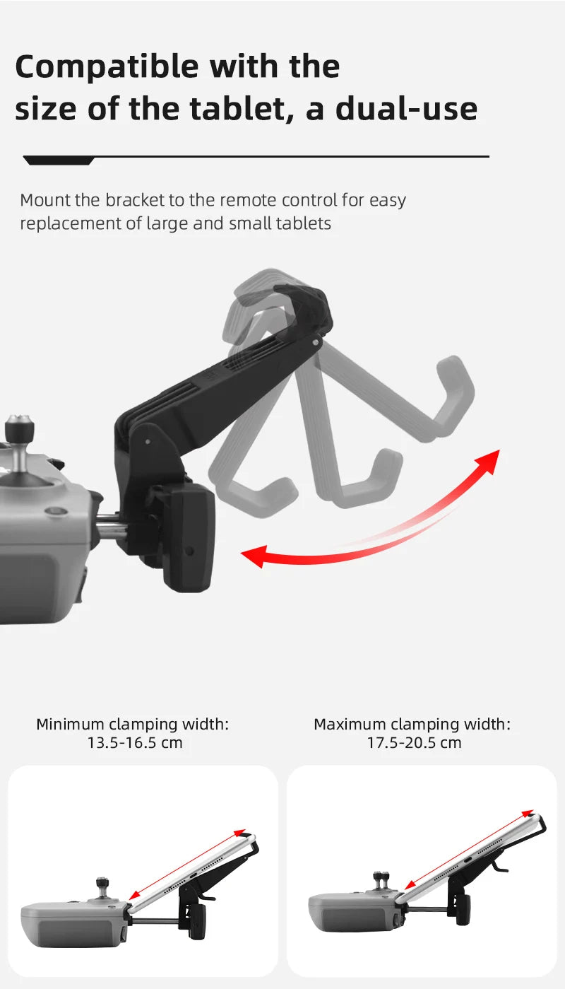 Tablet-Halter für DJI Mini 2/MINI 3 PRO Fernbedienung Verlängerungshalterung Tablet-Halter für DJI Mavic 3/Air 2/2S Fernbedienungszubehör 23 Tablet Holder, Compatible with the size of the tablet, a dual-use Mount the bracket to the remote