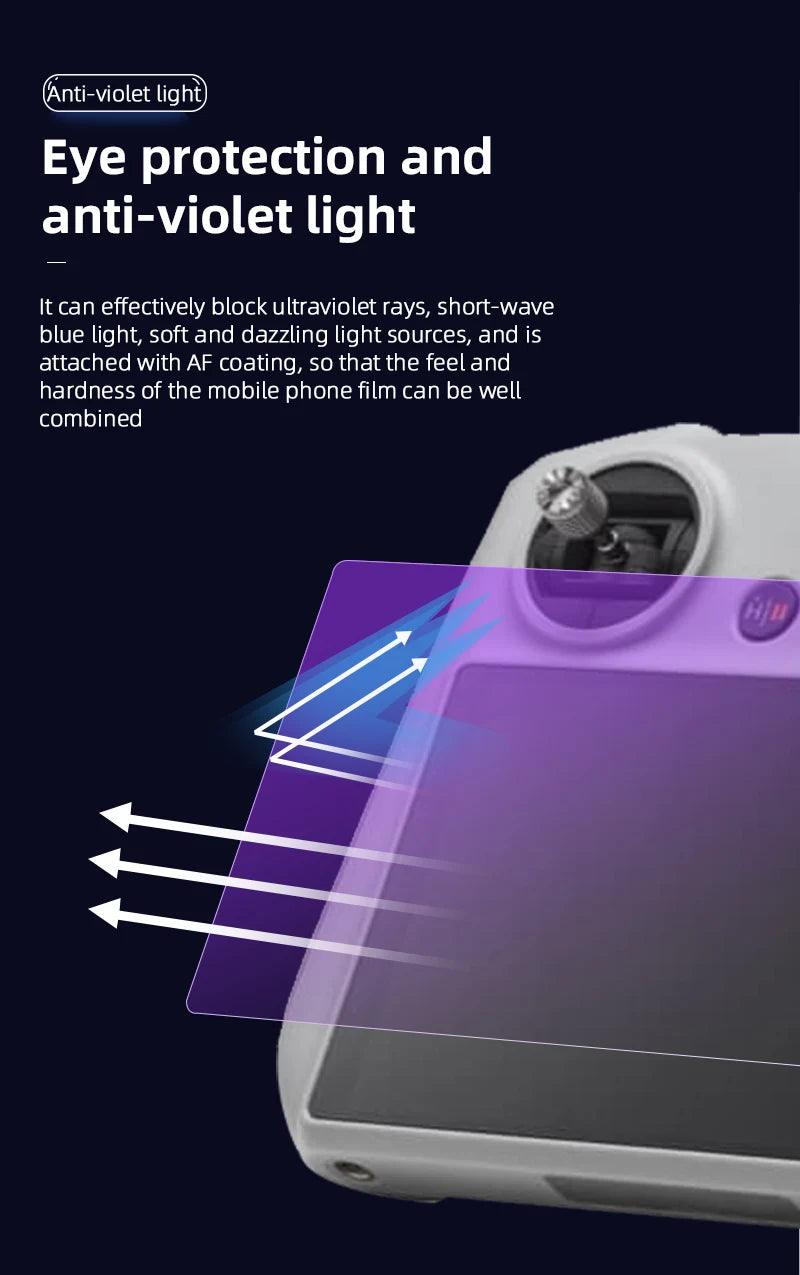 Anti-UV-Hartglasfolie für DJI Mini 3 PRO-Fernbedienung mit Bildschirm, HD-Folie, Schutzfolie, kratzfestes Zubehör 14 can effectively block ultraviolet rays, short-wave blue light, soft and dazzling light