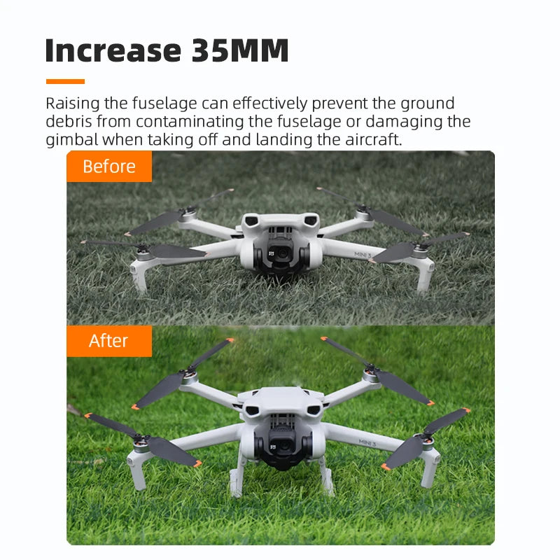 Foldable Landing Gear, Increase 35MM Raising the fuselage can effectively prevent the ground debris from contaminating the