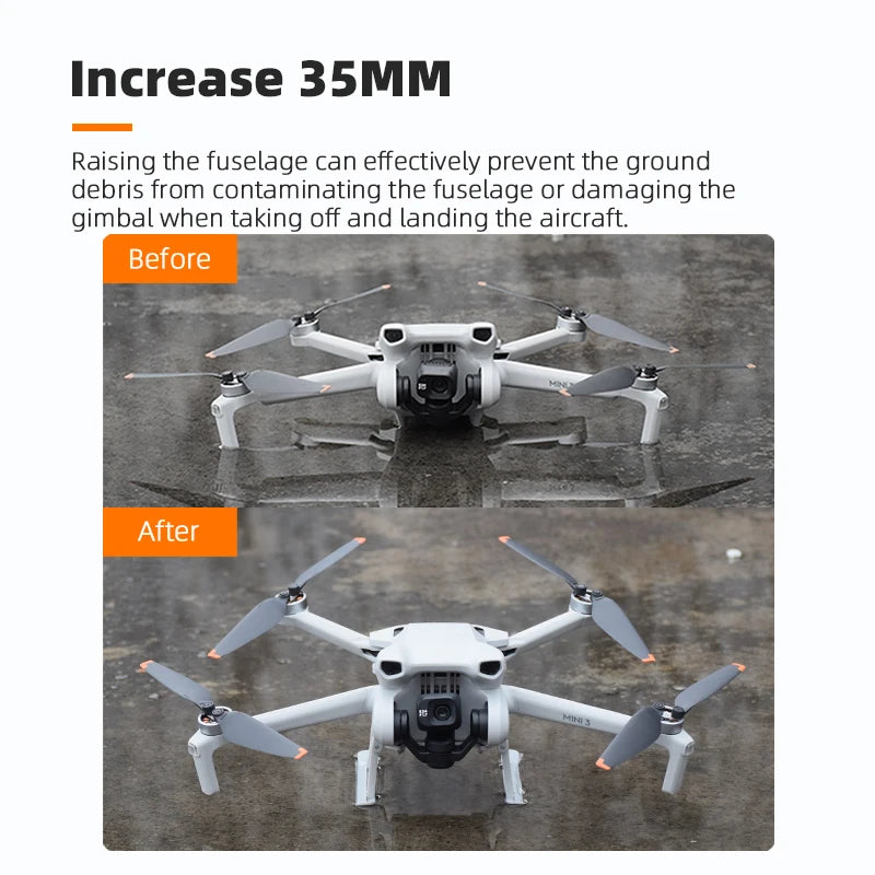 Increase 35MM Raising the fuselage can effectively prevent the ground debris from contaminating the