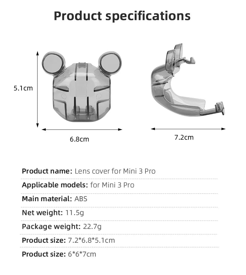Propeller Protector Guard, Lens cover for Mini 3 Pro Specifications: 7.2*6.8*5.Ic