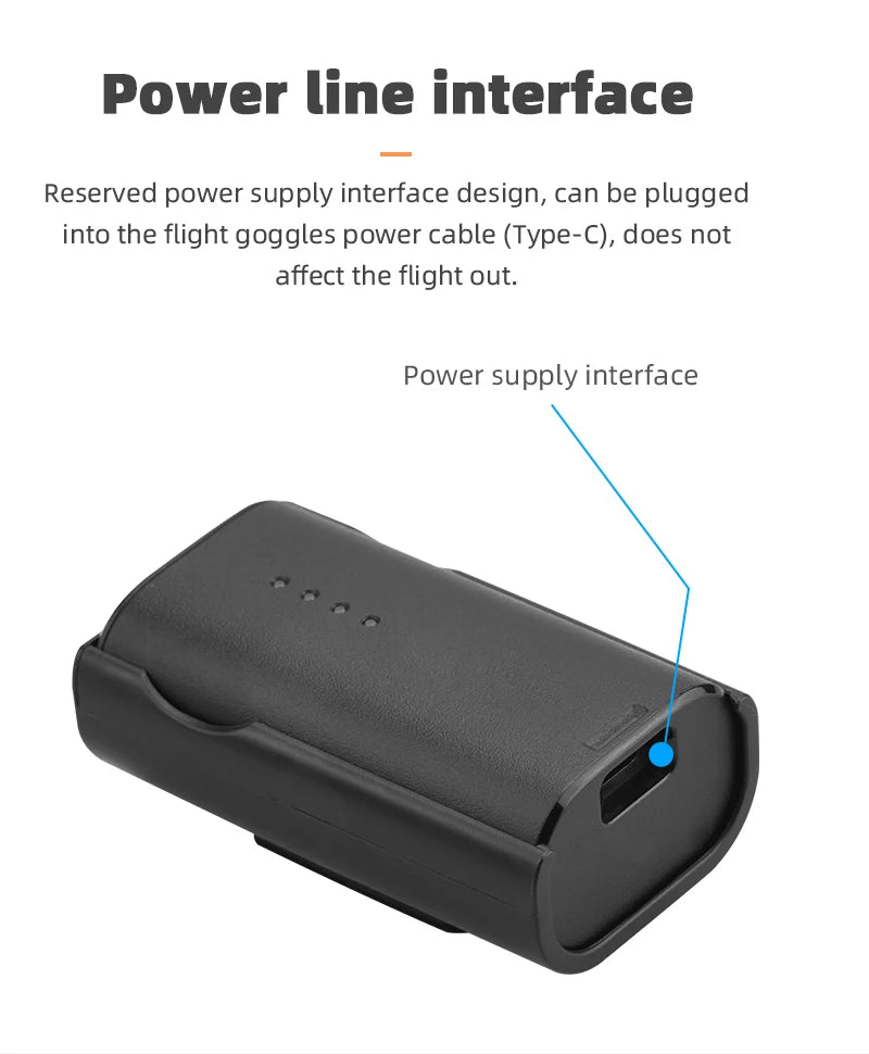 Stromladekabel für DJI Goggles 2 – Schnelllade-Netzteilkabel für DJI Avata Drohnenzubehör 16 Power Charging Cable for DJI Goggles 2, power supply interface design, can be plugged into the flight goggles power cable (Type