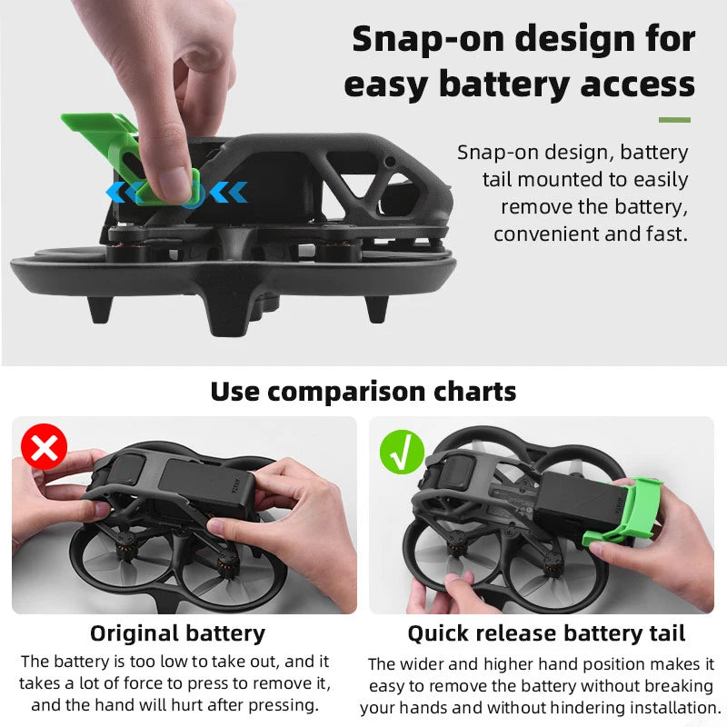 Flight Tail für DJI Avata – Batterieschutzabdeckung Flying Tail Batterie Schnellverschluss-Demontageclip Drohnenzubehör 9 Flight Tail for DJI Avata, snap-on design, battery tail mounted to easily remove the battery, convenient and fast .