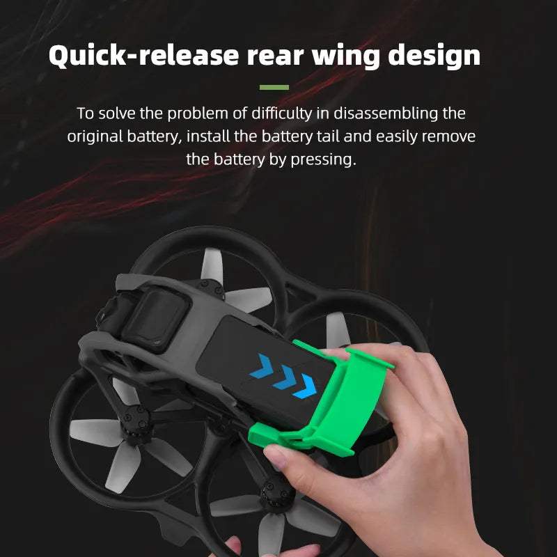 Flight Tail für DJI Avata – Batterieschutzabdeckung Flying Tail Batterie Schnellverschluss-Demontageclip Drohnenzubehör 11 Flight Tail for DJI Avata, quick-release rear wing design To solve the problem of difficulty in disassembling the original battery