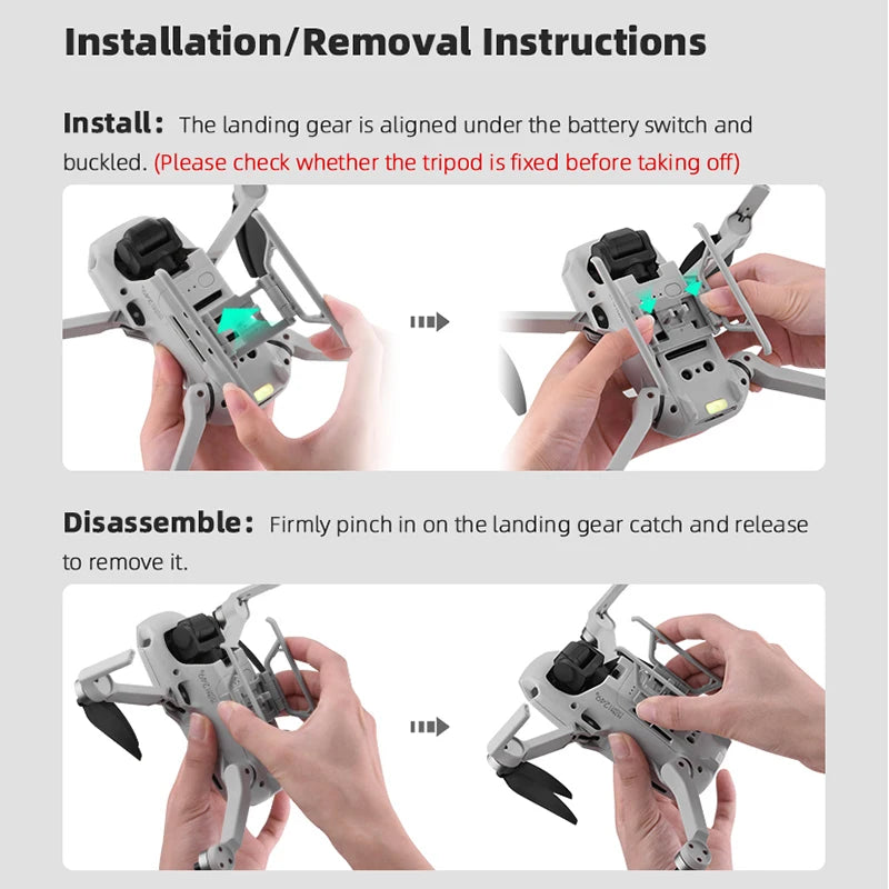 landing gear is aligned under the battery switch and buckled: (Please check whether the