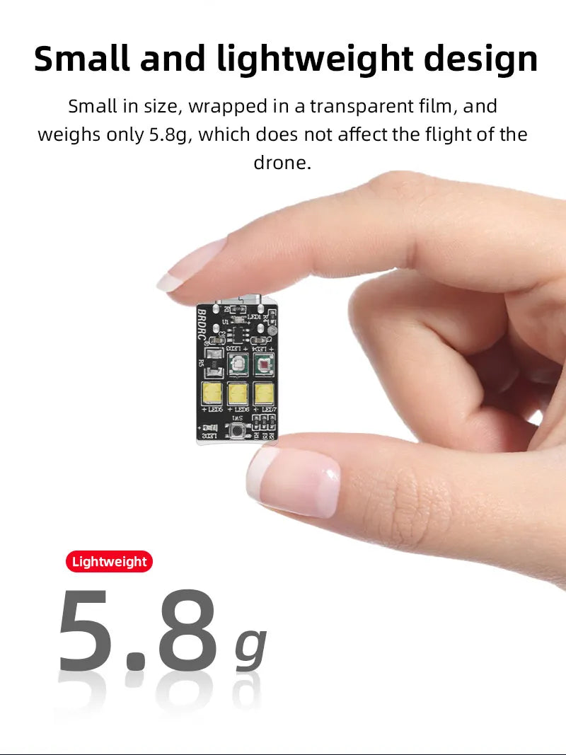 drone weighs only 5.8g, which does not affect the flight of the drone .