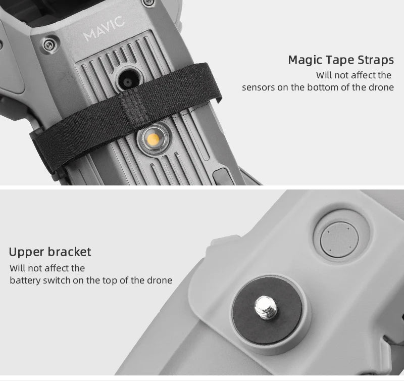 Top Extension Kamera Fülllicht Halterung Halterung für DJI Mavic 3/Air 2 2S Mini 2 SE FIMI X8 SE 2020 für Osmo Action GOPRO 32 Magic Straps Will not affect the sensors on the bottom of the drone .