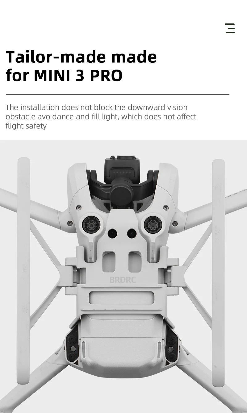 Landing Gear for DJI Mini 3 PRO Drone, custom-made made for MINI 3 PRO The installation does not block the downward vision obstacle avoidance
