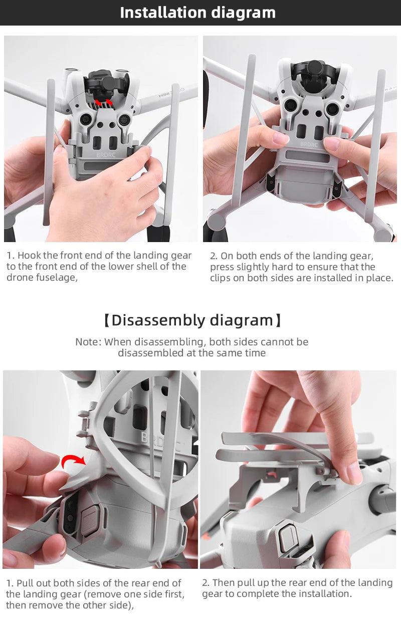 Landing Gear for DJI Mini 3 PRO Drone, when disassembling, both sides cannot be disassembled at the same time . pull out