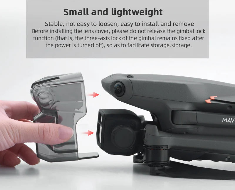 Lens Cap Gimbal Holder Case for DJI Mavic 3 Drone, Please do not release the gimbal lock function so as to facilitate storage storage .